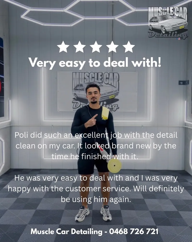 Five-star review: Very easy to deal with! Poli did such an excellent job with the detail clean on my car. It looked brand new by the time he finished with it. He was very easy to deal with and I was very happy with the customer service. Will definitely be using him again.